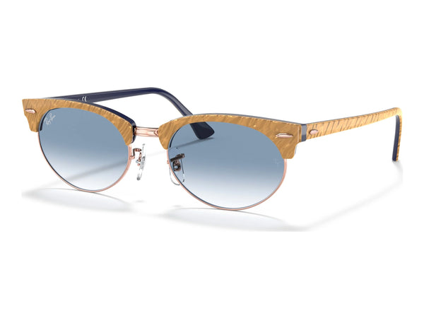 Ray-Ban Clubmaster Oval RB3946 — Beige / Light Blue Gradient — quarter view
