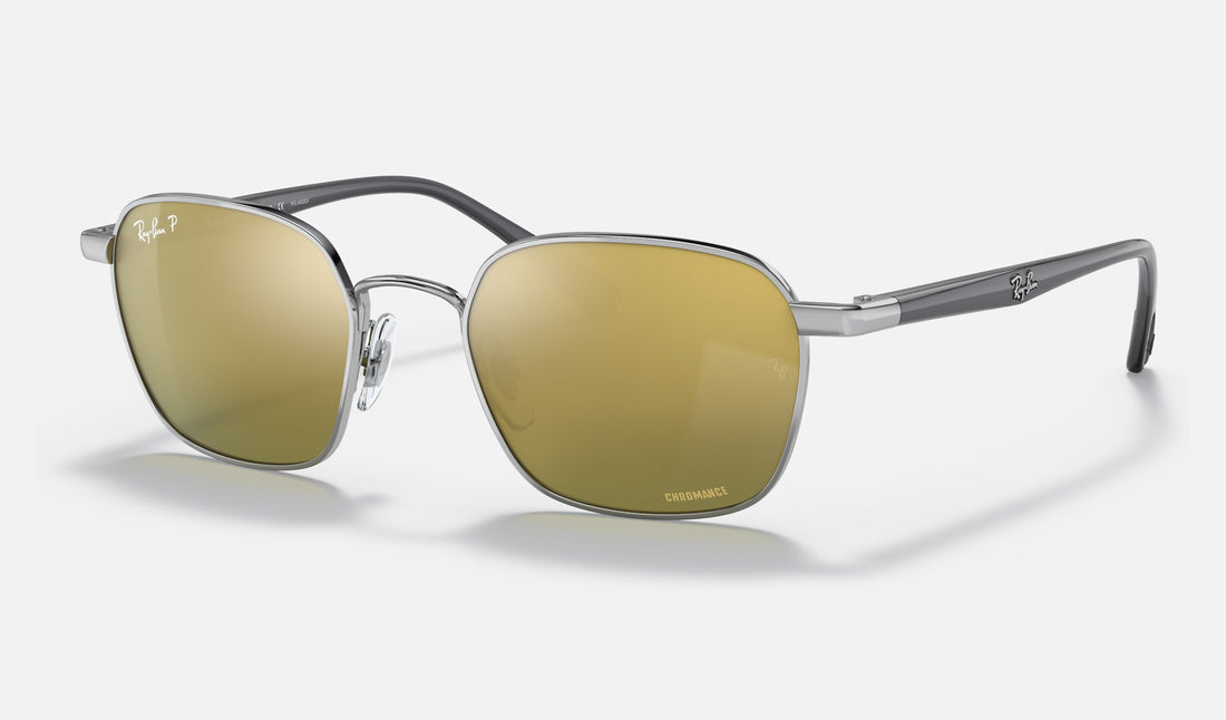 Ray-Ban Chromance RB3664CH — Silver / Green Polarized+ — quarter view