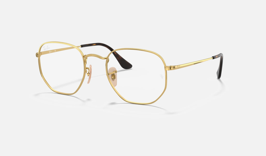 Ray-Ban Hexagonal RX6448 — Arista Gold — quarter view