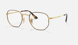 Ray-Ban Hexagonal RX6448 — Havana on Gold — quarter view