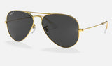 Ray-Ban Aviator RB3025 — Gold / Black Polarized — quarter view
