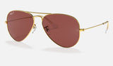 Ray-Ban Aviator RB3025 — Gold / Violet Polarized — quarter view