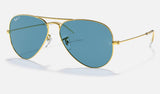 Ray-Ban Aviator RB3025 — Gold / Blue Polarized+ — quarter view