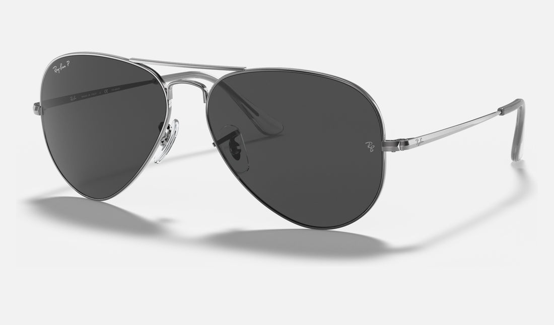 Ray-Ban Aviator Metal Ii RB3689 — Gunmetal / Black Polarized — quarter view