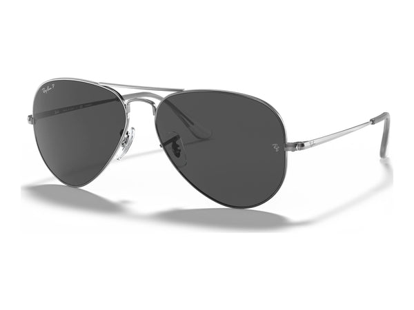 Ray-Ban Aviator Metal Ii RB3689 — Gunmetal / Black Polarized — quarter view