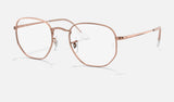 Ray-Ban Hexagonal RX6448 — Rose Gold — quarter view