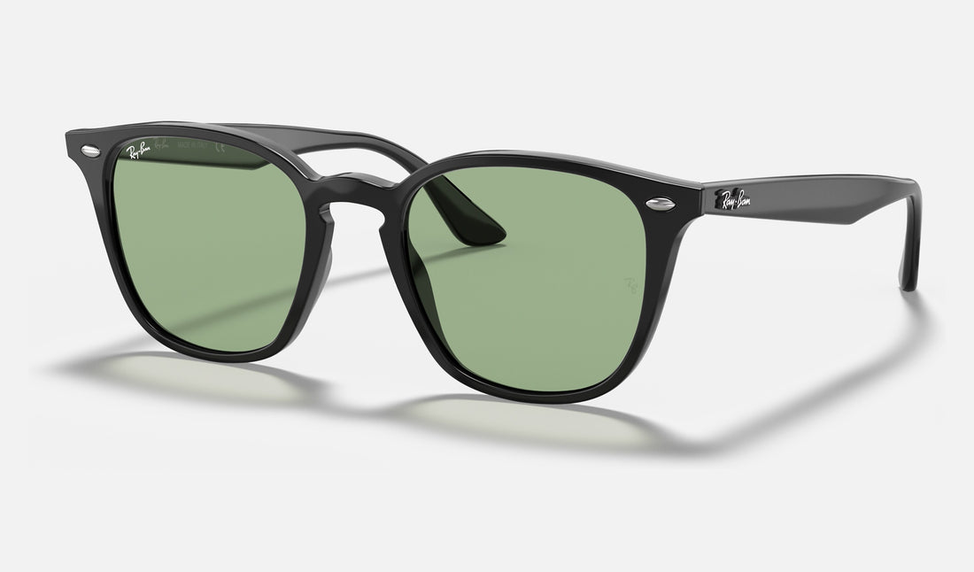 Ray-Ban RB4258F — Black / Light Green Classic — quarter view