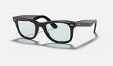 Ray-Ban Wayfarer RB2140F — Black / Light Grey — quarter view