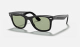 Ray-Ban Wayfarer RB2140F — Black / Green — quarter view