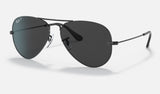 Ray-Ban Aviator RB3025 — Black / Black Polarized — quarter view