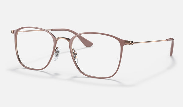 Ray-Ban RX6466 — Beige on Copper — quarter view