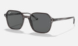 Ray-Ban John RB2194 — Striped Grey / Dark Grey — quarter view