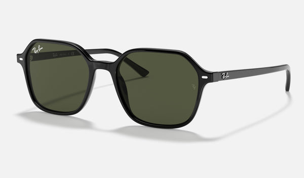 Ray-Ban John RB2194 — Black / G-15 Green — quarter view