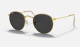 Ray-Ban Round Metal RB3447 — Gold / Black Polarized — quarter view