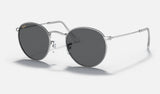 Ray-Ban Round Metal RB3447 — Silver / Dark Grey — quarter view
