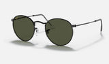 Ray-Ban Round Metal RB3447 — Black / G-15 Green — quarter view