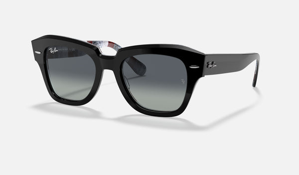 Ray-Ban State Street RB2186 — Black / Light Grey Gradient — quarter view
