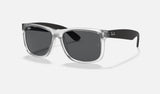 Ray-Ban Justin RB4165 — Transparent / Grey — quarter view