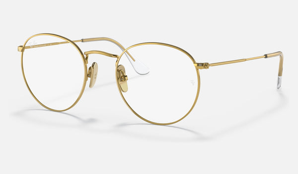 Ray-Ban Round RX8247V — Gold — quarter view