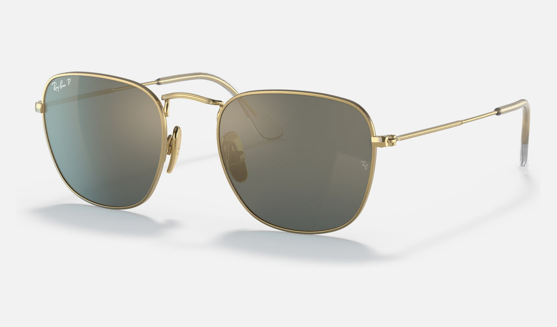 Ray-Ban Frank RB8157 — Gold / Blue Polarized — quarter view