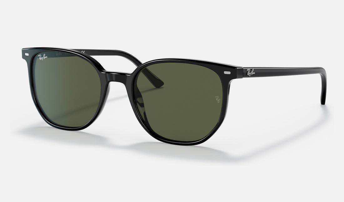 Ray-Ban Elliot RB2197F — Black / Green — quarter view
