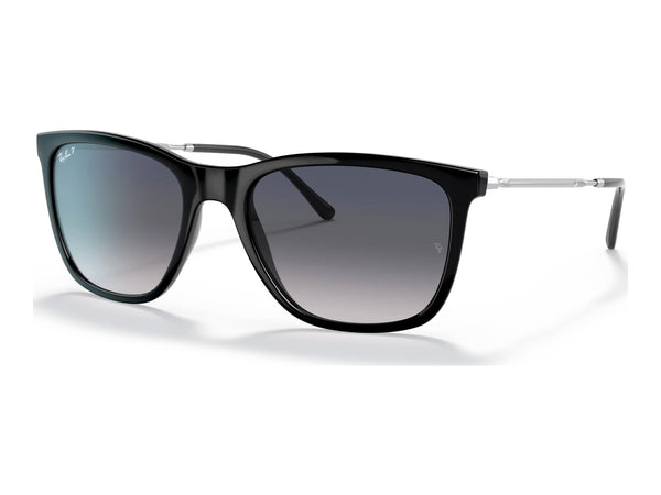 Ray-Ban RB4344 — Black / Blue Gradient Polarized — quarter view
