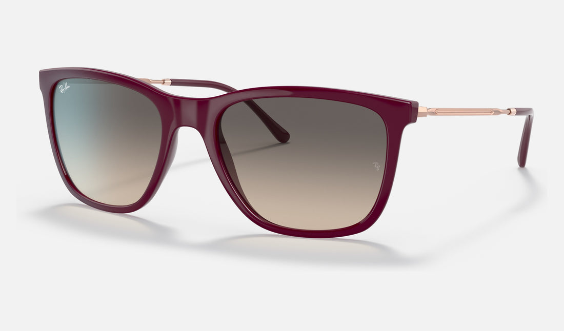Ray-Ban RB4344 — Red / Light Grey Gradient — quarter view