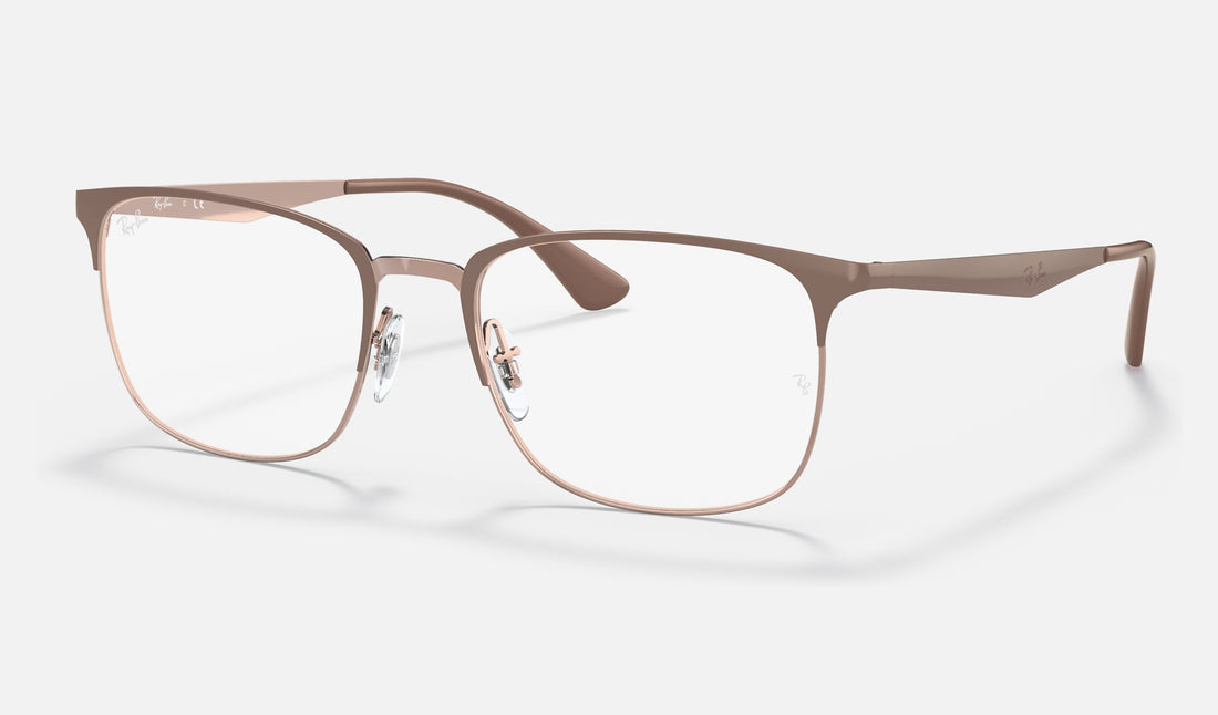 Ray-Ban RX6421 — Beige on Copper — quarter view
