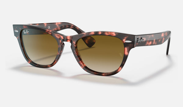 Ray-Ban Laramie RB2201 — Pink Havana / Light Brown Gradient — quarter view