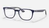 Ray-Ban Junior RY1592 — Blue on Transparent — quarter view