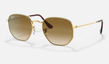 Ray-Ban Hexagonal RB3548 — Arista Gold / Light Brown Gradient — quarter view