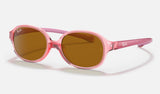 Ray-Ban Junior RJ9187S — Transparent Light Red / Brown — quarter view
