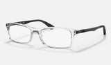 Ray-Ban RX7017 — Transparent — quarter view