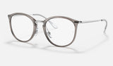 Ray-Ban RX7140 — Transparent Grey — quarter view