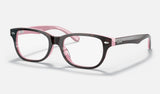 Ray-Ban Junior RY1555F — Havana on Opal Pink — quarter view