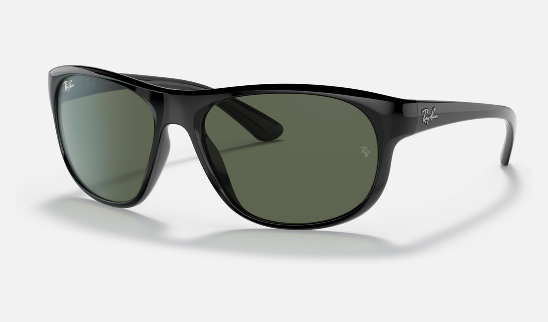 Ray-Ban RB4351 — Black / G-15 Green — quarter view