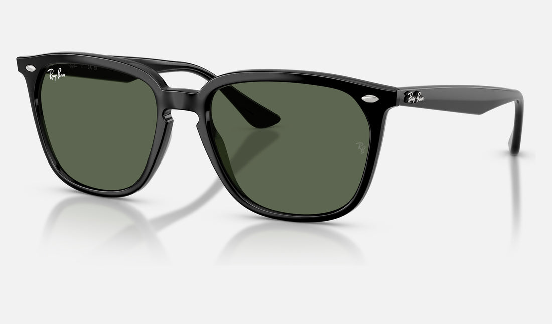 Ray-Ban RB4362 — Black / Green — quarter view