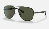 Ray-Ban RB3683 — Black / G-15 Green — quarter view