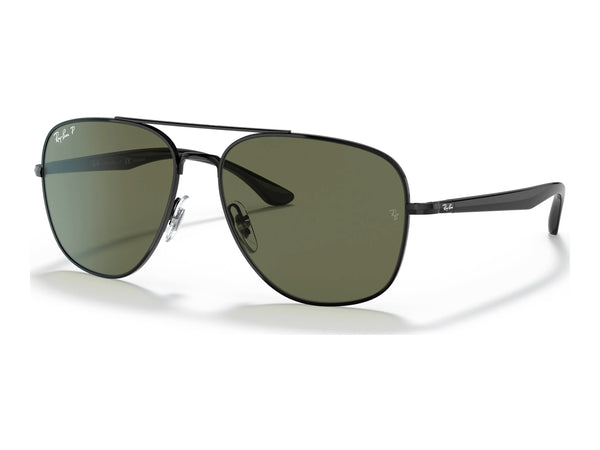 Ray-Ban RB3683 — Black / G-15 Green Polarized — quarter view