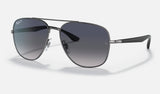 Ray-Ban RB3683 — Gunmetal / Blue & Grey Polarized — quarter view