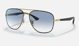 Ray-Ban RB3683 — Black on Gold — quarter view