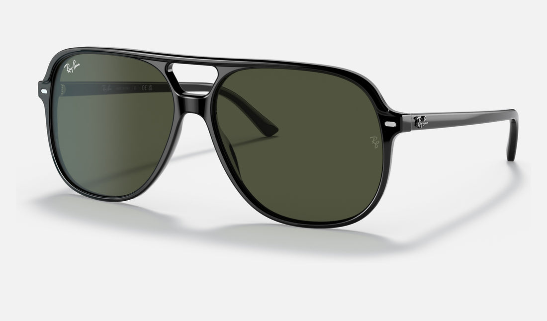 Ray-Ban Bill RB2198 — Black / G-15 Green — quarter view