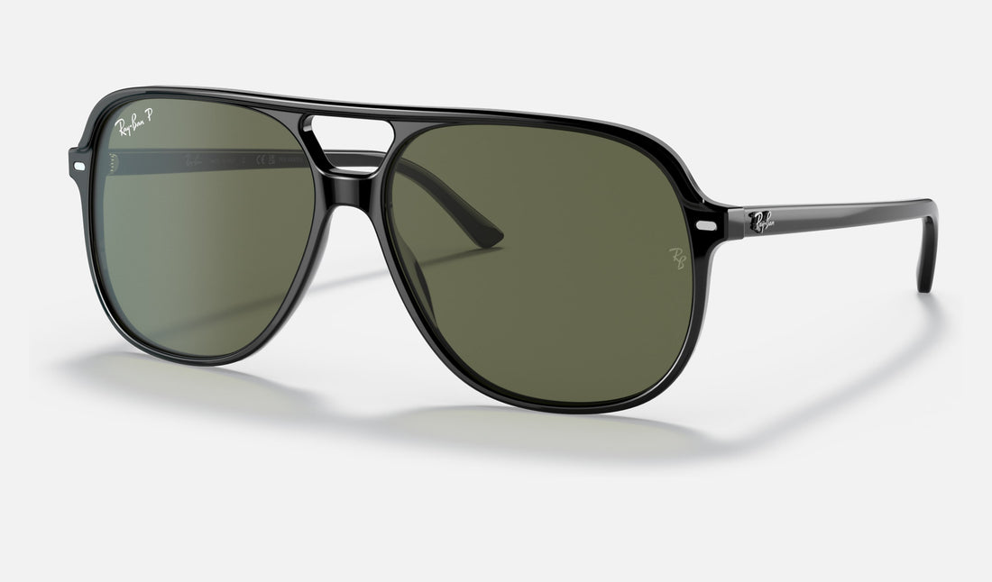 Ray-Ban Bill RB2198 — Black / G-15 Green Polarized — quarter view