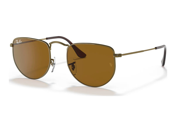 Ray-Ban Elon RB3958 — Antique Gold / Brown — quarter view
