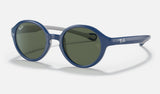 Ray-Ban Junior RJ9075S — Blue on Grey / Dark Green — quarter view