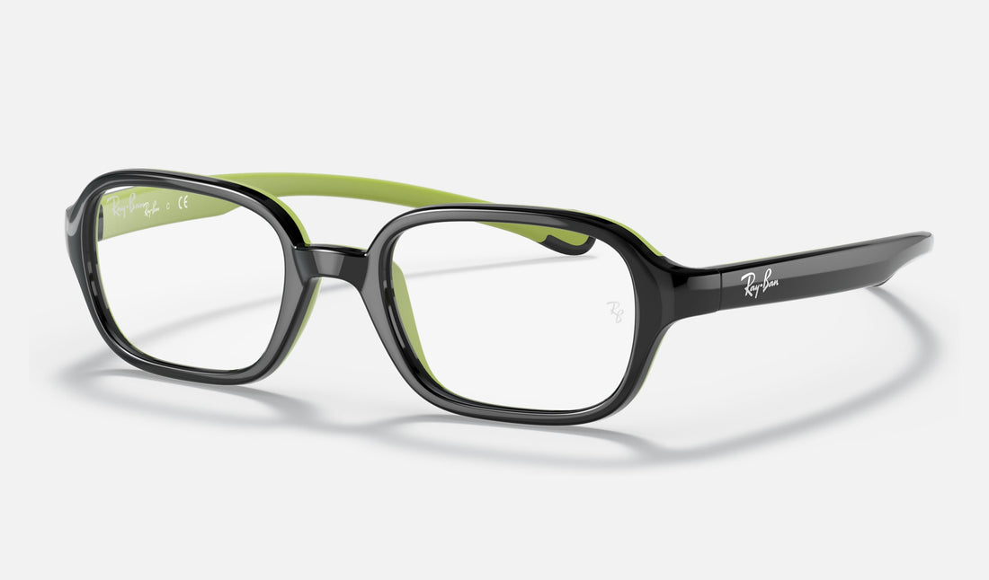 Ray-Ban Junior RY9074V — Black on Green — quarter view