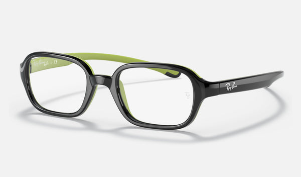 Ray-Ban Junior RY9074V — Black on Green — quarter view