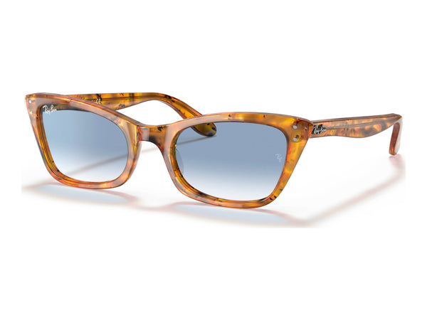 Ray-Ban Lady Burbank RB2299 — Amber Tortoise / Clear/blue — quarter view