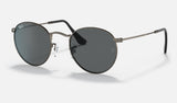 Ray-Ban Round Metal RB3447 — Gunmetal / Dark Grey — quarter view