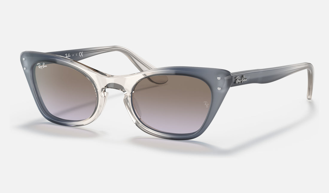 Ray-Ban Junior Miss Burbank RJ9099S — Transparent Blue / Lilac Gradient Grey — quarter view
